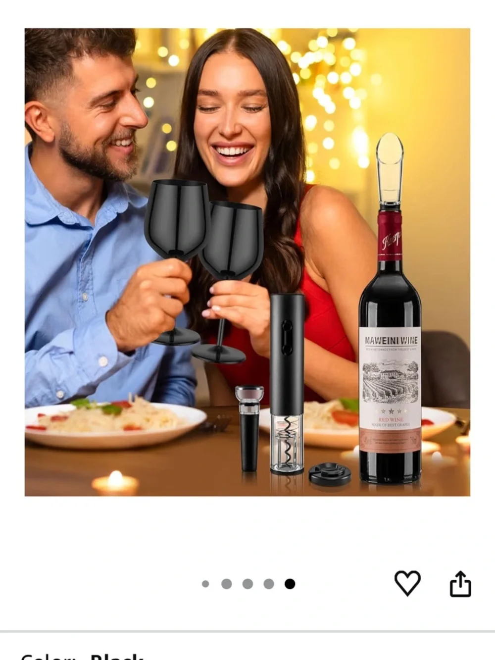 Electric Wine Opener Set in Black